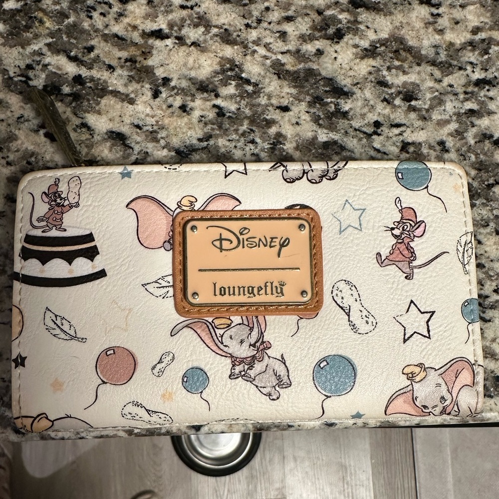 Loungefly Cream Dumbo Printed Zip Wallet